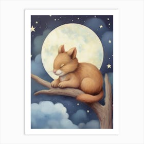 Baby Squirrel 5 Sleeping In The Clouds Art Print
