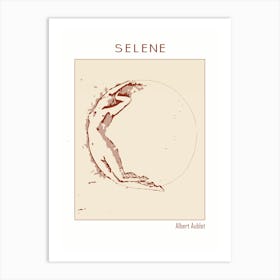 Line Art Minimalist – Selene By Albert Aublet (1880) – Classic Painting 1 Art Print