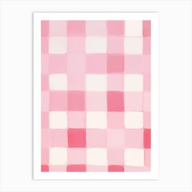 Pink And White Checker Board 1 Art Print