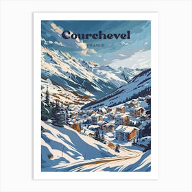 Courchevel France Skiing Travel Art Illustration Art Print