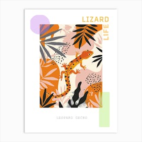 Orange Leopard Gecko Abstract Modern Illustration 6 Poster Art Print