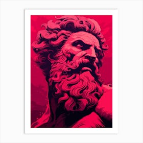Poseidon In The Style Of Magenta Detailed Depiction 2 Art Print