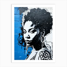 Graffiti Mural Of Beautiful Black Woman 147 Art Print