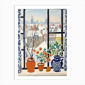 The Windowsill Of Bruges   Belgium Snow Inspired By Matisse 4 Art Print