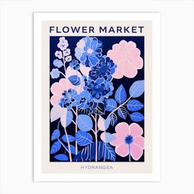 Blue Flower Market Poster Hydrangea 2 Art Print