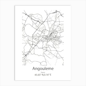 Angouleme,France Minimalist Map Art Print