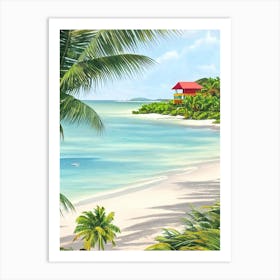 Grande Anse Des Salines, Martinique Contemporary Illustration   Art Print