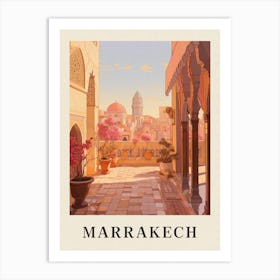 Marrakech Morocco 6 Vintage Pink Travel Illustration Poster Art Print