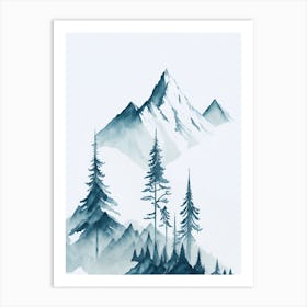 Mountain And Forest In Minimalist Watercolor Vertical Composition 353 Art Print