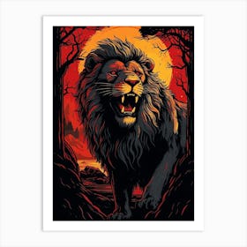 Lion In The Forest Art Print