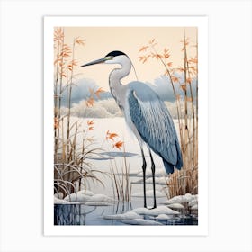 Winter Bird Painting Great Blue Heron 5 Art Print