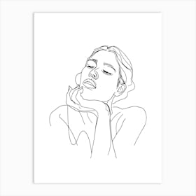 Single Line Drawing Of A Woman Minimalist Line Art Monoline Illustration Art Print