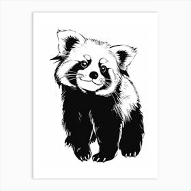 B&W Red Panda Art Print