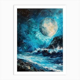 Full Moon Over The Ocean Art Print