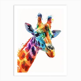 Giraffe Watercolour Face Portrait 4 Art Print