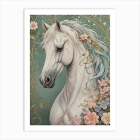 White Beauty With Flowers Art Print