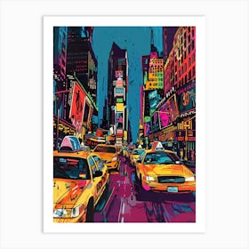 Broadway Theaters New York Colourful Silkscreen Illustration 1 Art Print