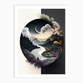 Landscapes 9, Yin and Yang Illustration Art Print