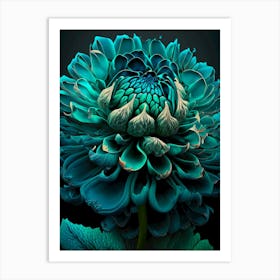 Teal Chrysanthemum Art Print