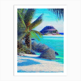 Tulum Mexico Pointillism Style Tropical Destination Art Print