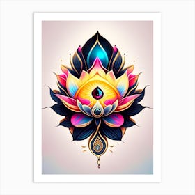 Lotus Flower, Symbol, Third Eye Tattoo 4 Art Print
