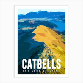 Catbells The Lake District Vintage Style Travel Poster Art Print