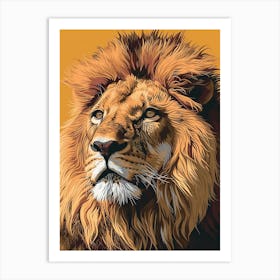 African Lion Portrait Close Up Illustration 2 Art Print