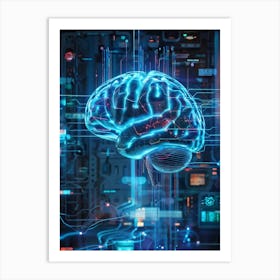 Abstract Digital Painting Of A Human Brain Neural Connections Resembling An Elaborate Circuit Its (4) Art Print