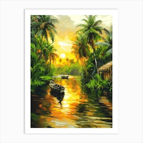 Sunset In Kerala Art Print