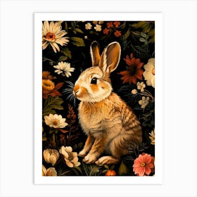 Rabbit In Flowers 1 Art Print