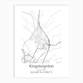 Kingsteignton,United Kingdom Minimalist Map Poster