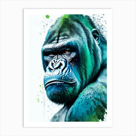 Angry Gorilla Gorillas Mosaic Watercolour 2 Art Print