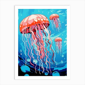 Colourful Jellyfish Illustration 2 Art Print