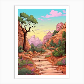 Zion Narrows Usa 1 Hike Illustration Art Print