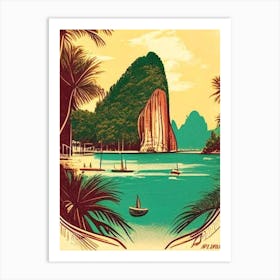 Phi Phi Islands Thailand Vintage Sketch Tropical Destination Art Print