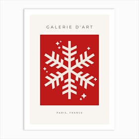 Christmas Snowflake Red Art Print