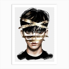 Boy With Gold Tape On His Face Art Print