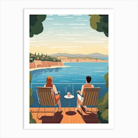 French Riviera, France, Graphic Illustration 1 Art Print