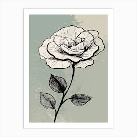 Line Art Roses Flowers Illustration Neutral 8 Art Print