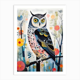 Bird Painting Collage Snowy Owl 3 Art Print