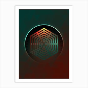 Geometric Neon Glyph on Jewel Tone Triangle Pattern 403 Art Print