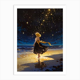 Girl On The Beach Art Print