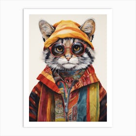 Cat In Glasses Art Print