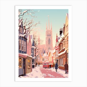 Vintage Winter Travel Illustration Canterbury United Kingdom 2 Art Print