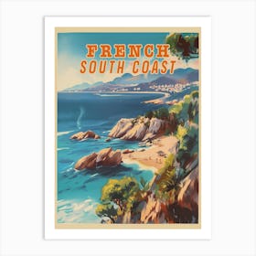 Vintage 1970s Travel Poster Of French South Coast Art Print