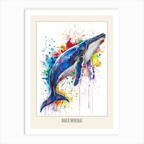 Blue Whale Colourful Watercolour 1 Poster Art Print