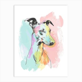 Pastel Greyhound Dog Line Illustration Art Print