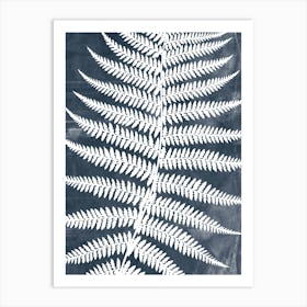 Fern Leaves in Navy Blue, Farmhouse Botanical 2 Art Print