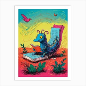 Worm Reading Canvas Print Art Print