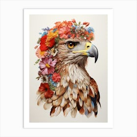 Bird With A Flower Crown Red Tailed Hawk 3 Art Print